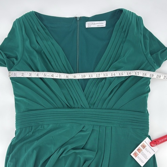 Mac Duggal Size 12 Green 26554 Long Sleeve Wrap Jersey Slit Gown Dress New - Picture 13 of 14